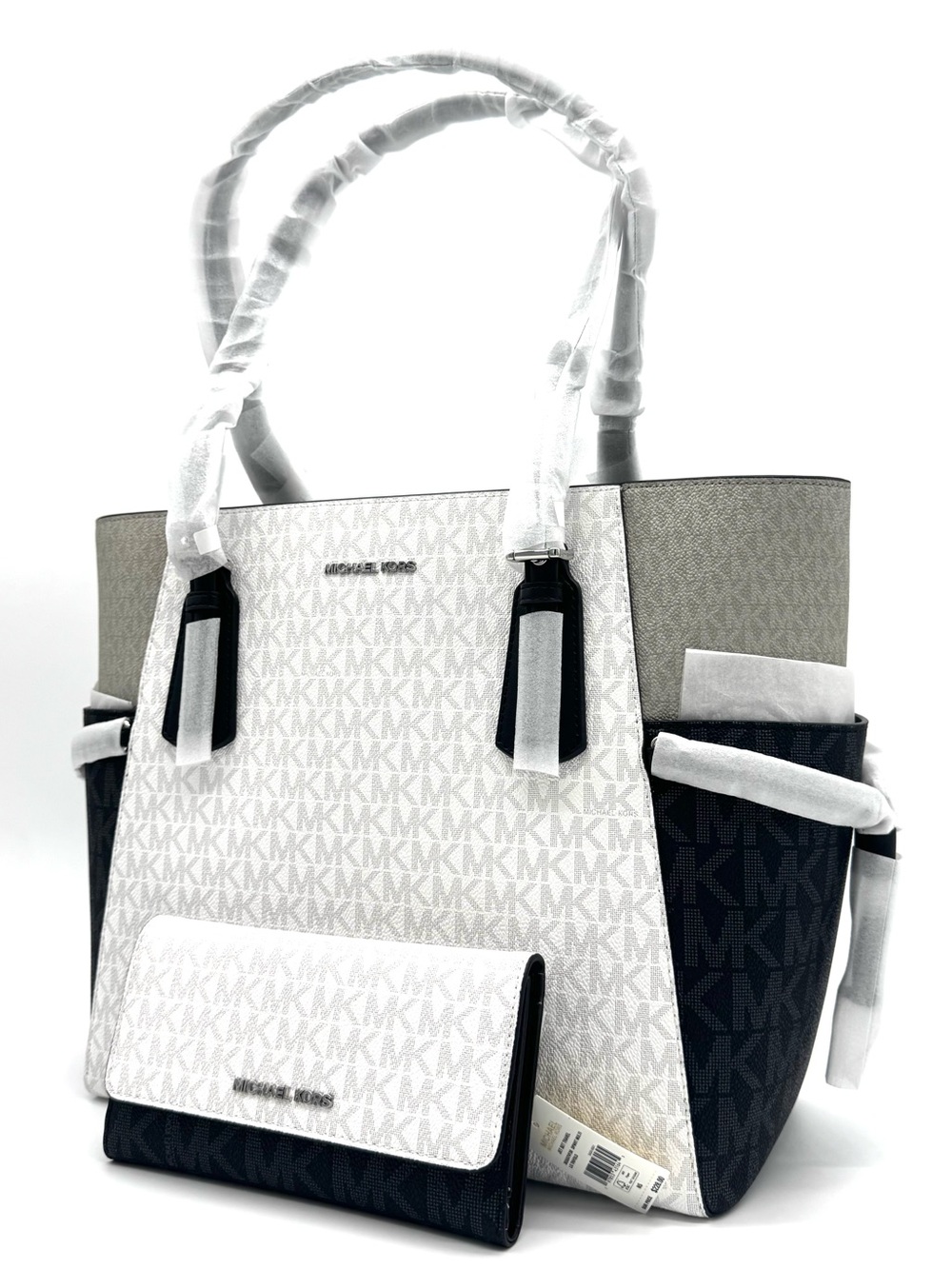 Michael Kors Voyager Large Color-Block Logo Tote Bag w Matching Trifold Wallet
